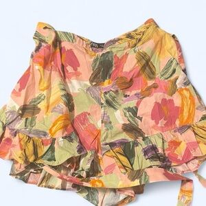 Zara Pink, Purple and Yellow Abstract Print Skirt